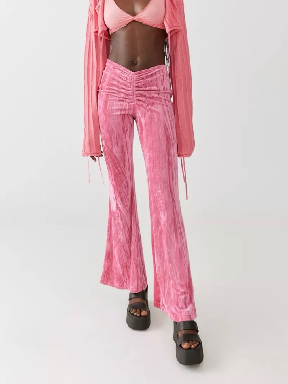 Urban Outfitters Apolonia Velvet Flare Printed Pant